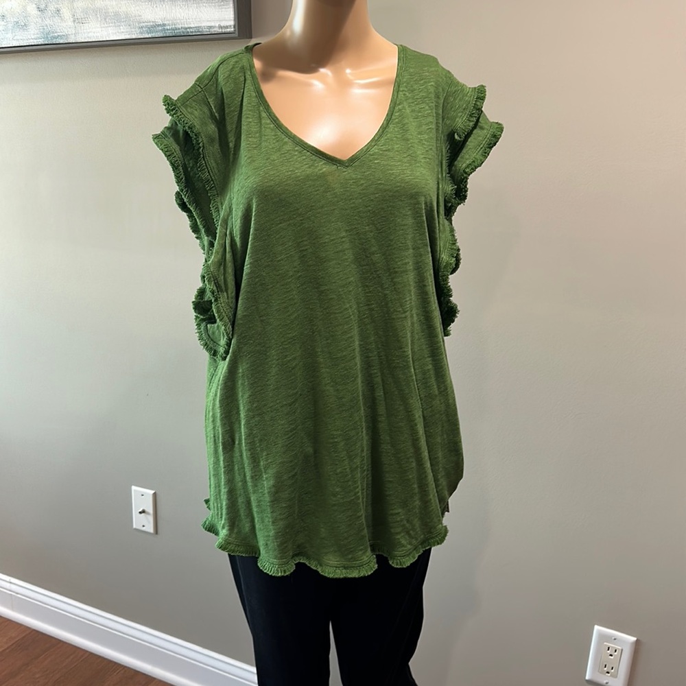 Chicos XL Green ruffled tank top new top